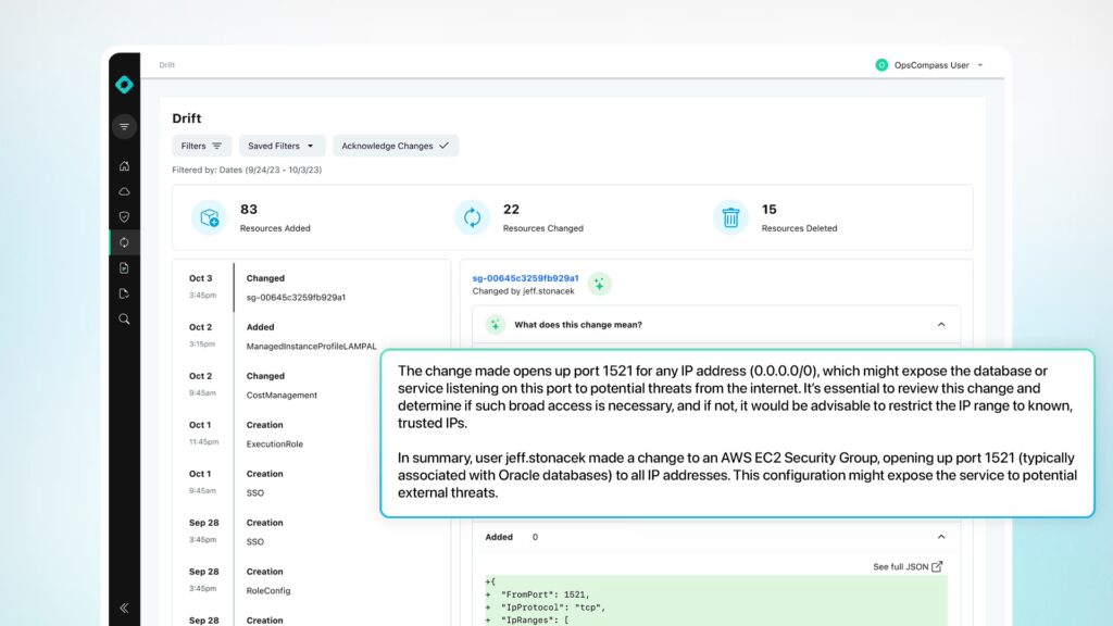 opscompass product screen showing ai capabilities