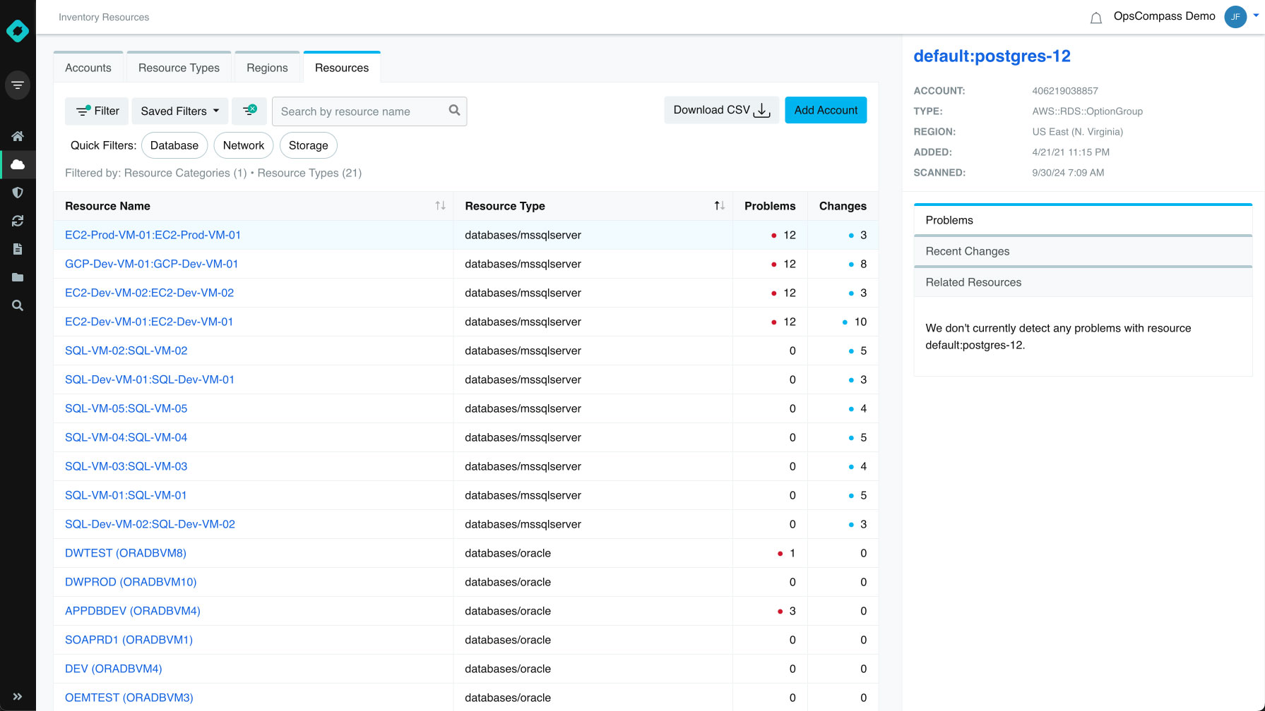 Comprehensive database resource inventory spanning VMware, on-premises, and cloud platforms