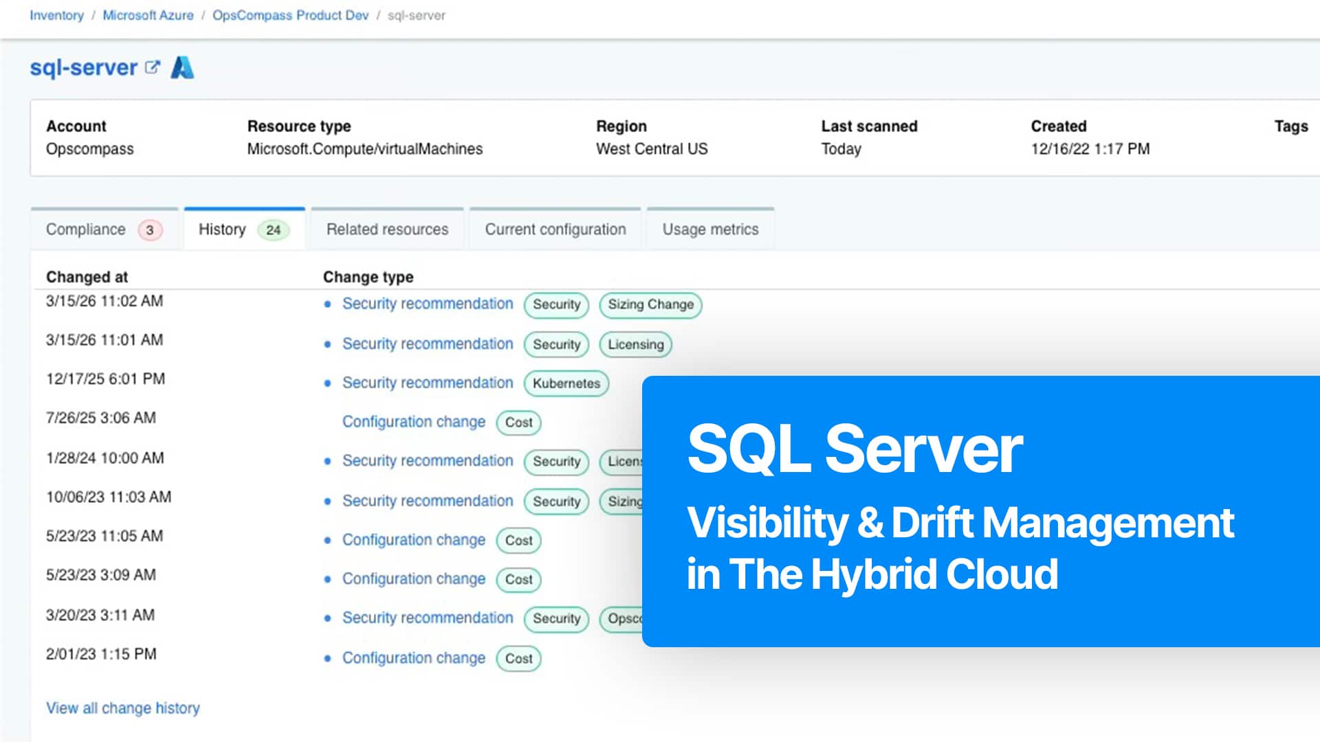 SQL Server visibility and drift management across hybrid cloud environments